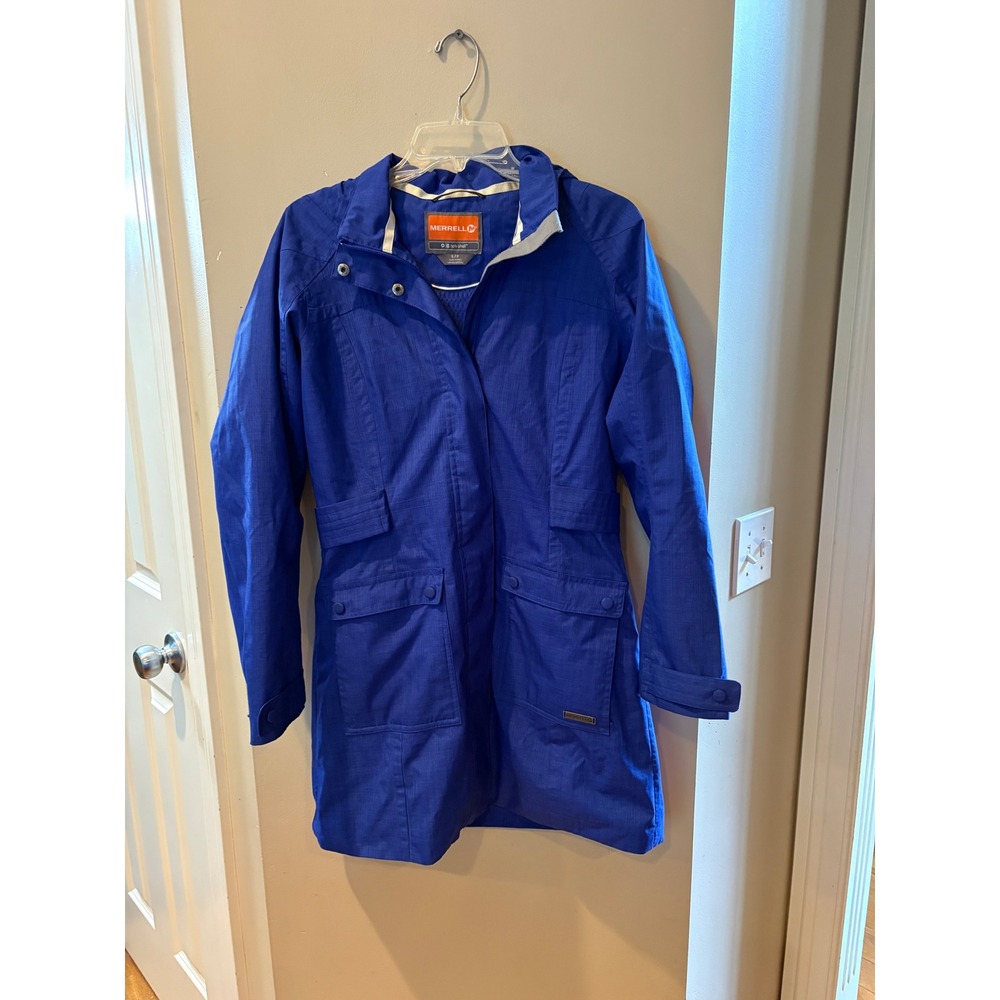 Merrell Opti-Shell Women purple/ blue Hooded Rain Jacket Parka Small RN 119414
